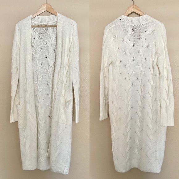 Halogen Cable Knit Long Cardigan - Picture 2 of 5